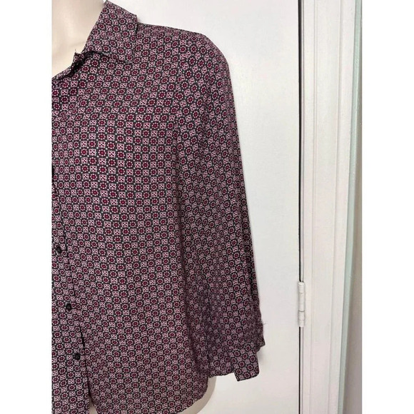 chelsea & theodore red pattern long sleeve button down size medium 0948 - Picture 3 of 6